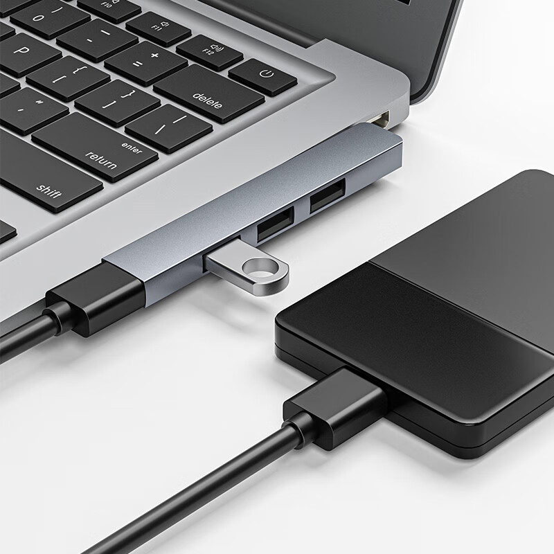USB-хаб Youlianxing YLX-34ARC, 4 порта, USB 2.0, USB 3.0, Type-C, алюминиевый сплав, серый