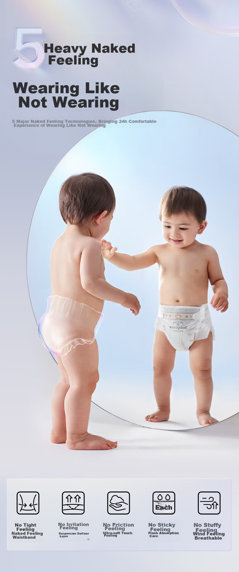 Babycare Royal Pro Ultra-Thin Diapers Mini Pack S25 (4-8kg) Newborn Baby Diapers, Breathable And Absorbent 5