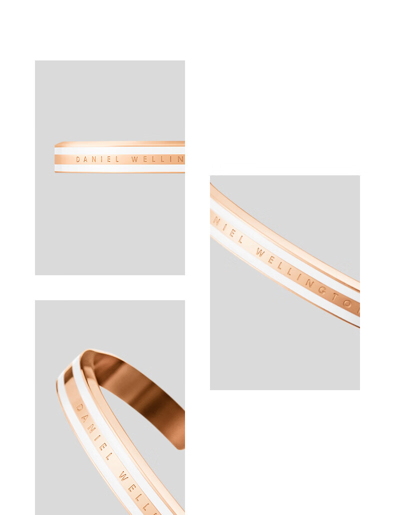 Daniel Wellington Satin White + Rose Gold Medium Open Bangle for Women DW067 Birthday Gift for Girlfriend 2