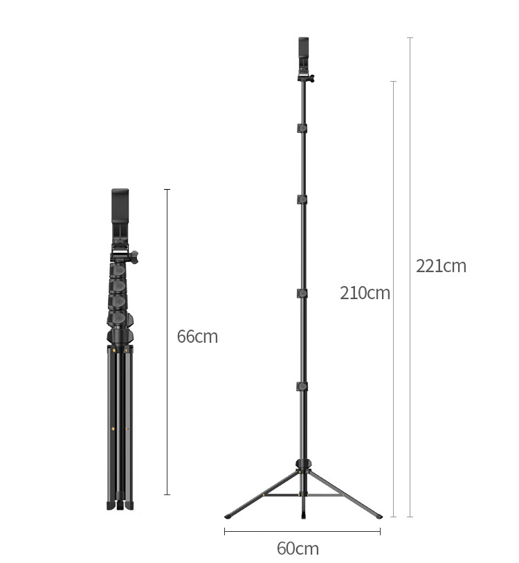 UGREEN Phone Stand, Live Streaming Floor Selfie Stick Tripod, Multifunctional Photography And Video Recording Outdoor Portable Standing Overhead Shooting Support Frame, 2.2 Meters, Suitable for Apple 17 Huawei 20