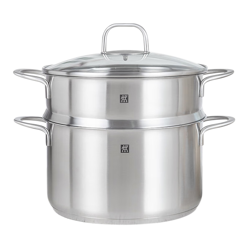 ZWILLING Stainless Steel Steamer Pot, Soup Pot, Steaming Basket for Fish And Buns, Cooking Pot Set, 28cm, Dishwasher Safe