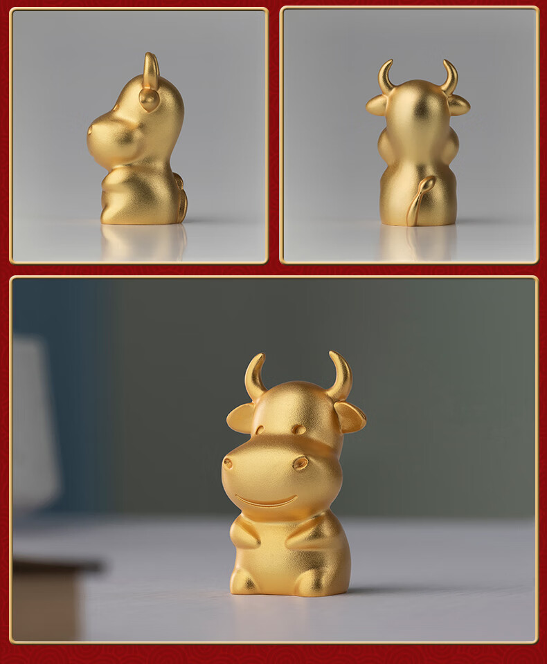 Tongshifu "Jin Yun Tian Cheng Twelve Zodiac Signs" Genuine Gold-Gilded Copper Ornament, Home Decor Craft, Twelve Zodiac Signs: Ox 2