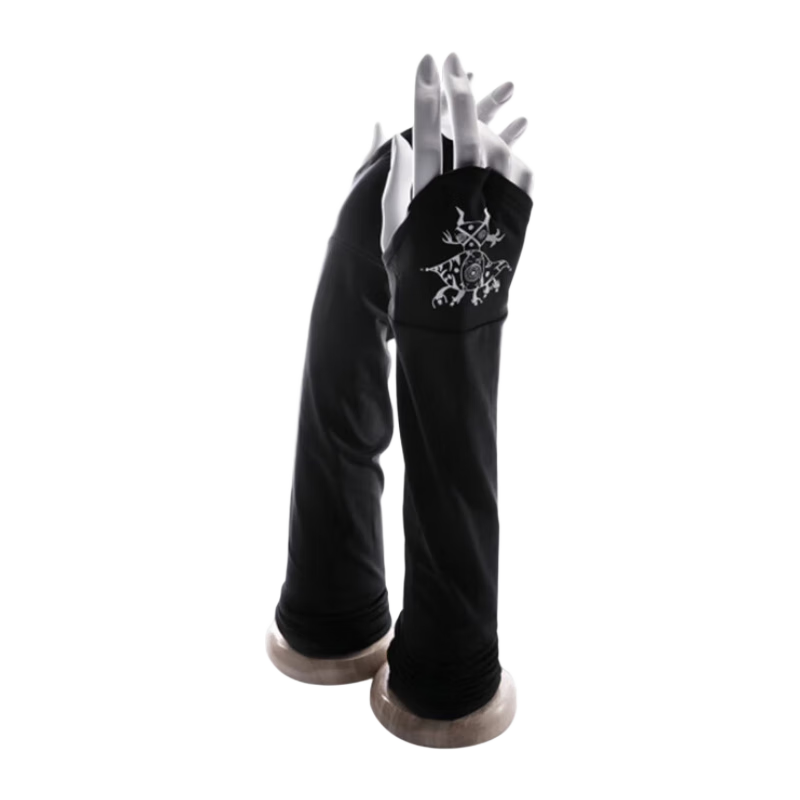 HOII Mr Hosea Sun Protection Ice Silk Arm Sleeves, Black And White Breathable UV Protection Arm Guards, Black Arm Sleeves Size M