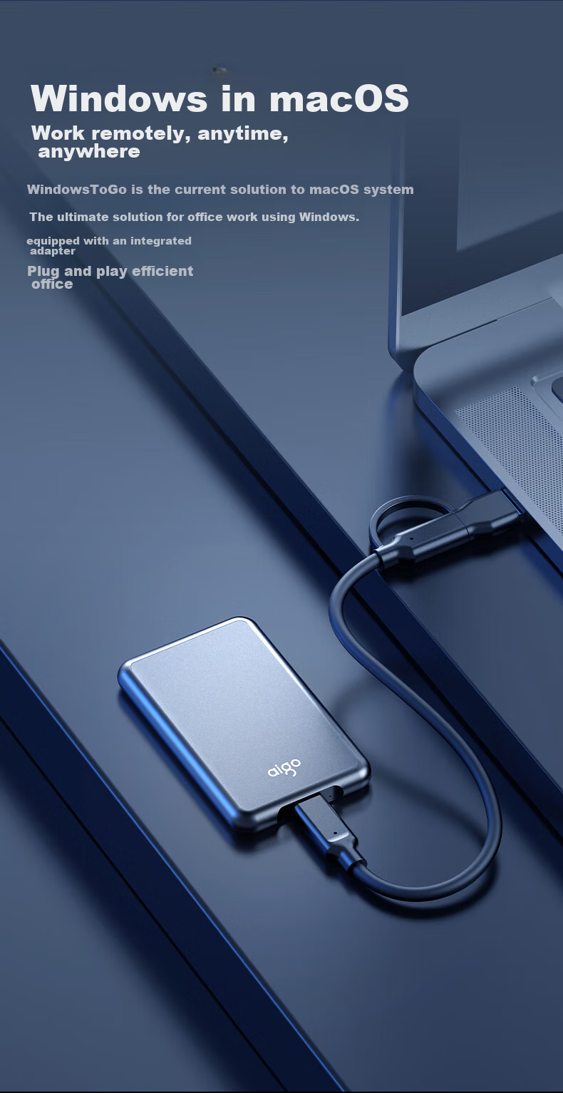 Aigo 2TB Type-C Portable Hard Drive USB3.2 520MB/s Portable Solid State Drive (PSSD) Direct Connection to Smartphone And Laptop External Portable Hard Drive 10