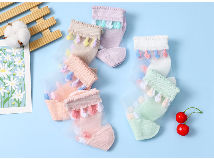 LangSha Children's Socks, Girls' Summer Ultra-Thin Crystal Socks, Versatile Lace Short Socks for Girls And Toddlers 10