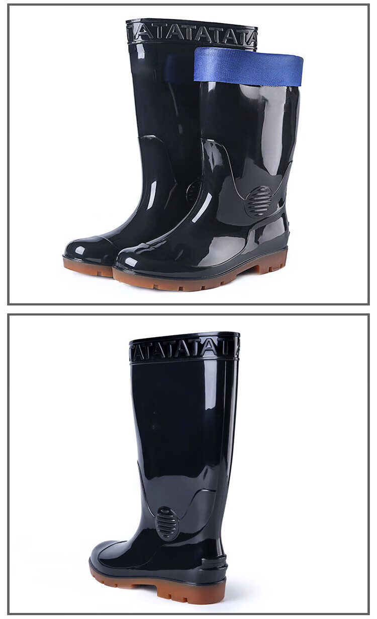 Pinzhide Thick Mid-High Rain Boots, Durable Water Boots for Rainy Days, Non-Slip Waterproof Rubber Shoes Resistant to Acid And Alkali, Black Mid-High Boots Size 39 7