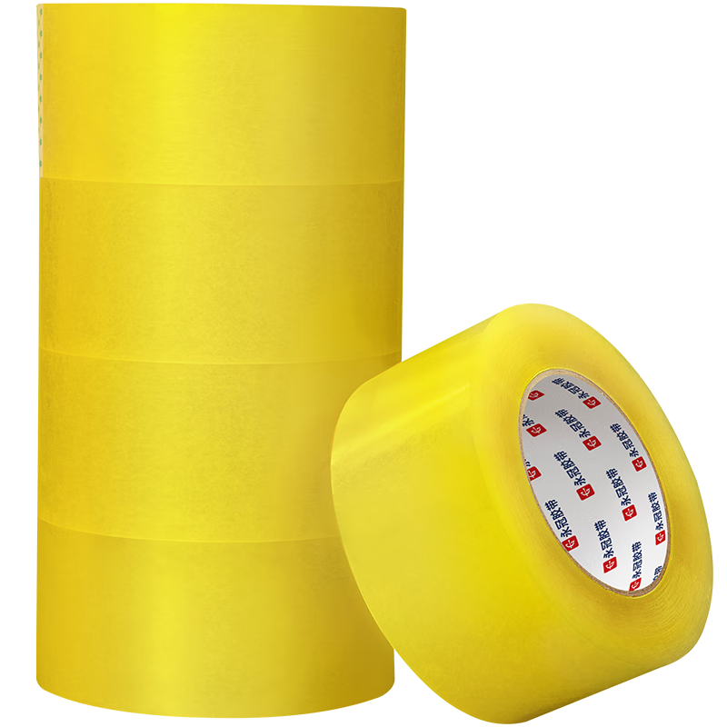 Yongguan Transparent Yellow Packing Tape, Wide Adhesive Tape for Express Shipping And Warehouse Moving, 48mm*100y (91.4m) *50um*6 Rolls/barrel, Meets EU PPWR Standards