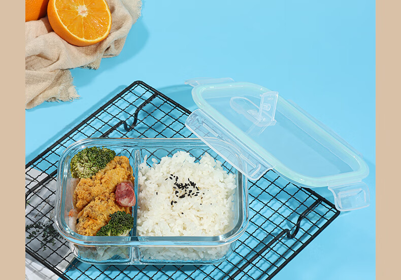 BJ High Borosilicate Glass Lunch Box for Office Workers, Microwave-Safe And Refrigerator-Ready Food Storage Container, Round 650ml 6