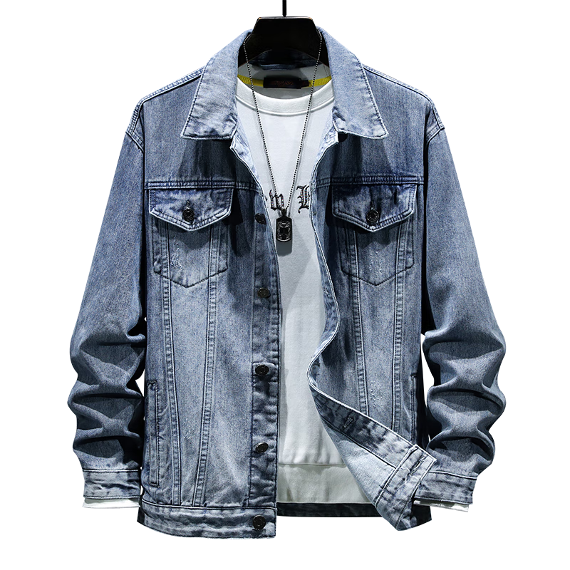 Jeanswest Jacket for Men, 2026 Autumn Season, Comfortable And Soft Embroidery, Fashionable Street Style, Men's Jacket Top, Blue, 4XL