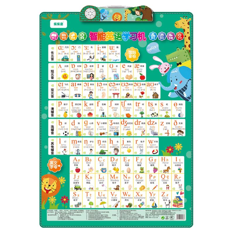 Leleyu Intelligent English Learning Machine, Children's Toy, Early Education Wall Chart, English Alphabet And Phonetic Symbols, Audio Reading Book, Birthday Gift