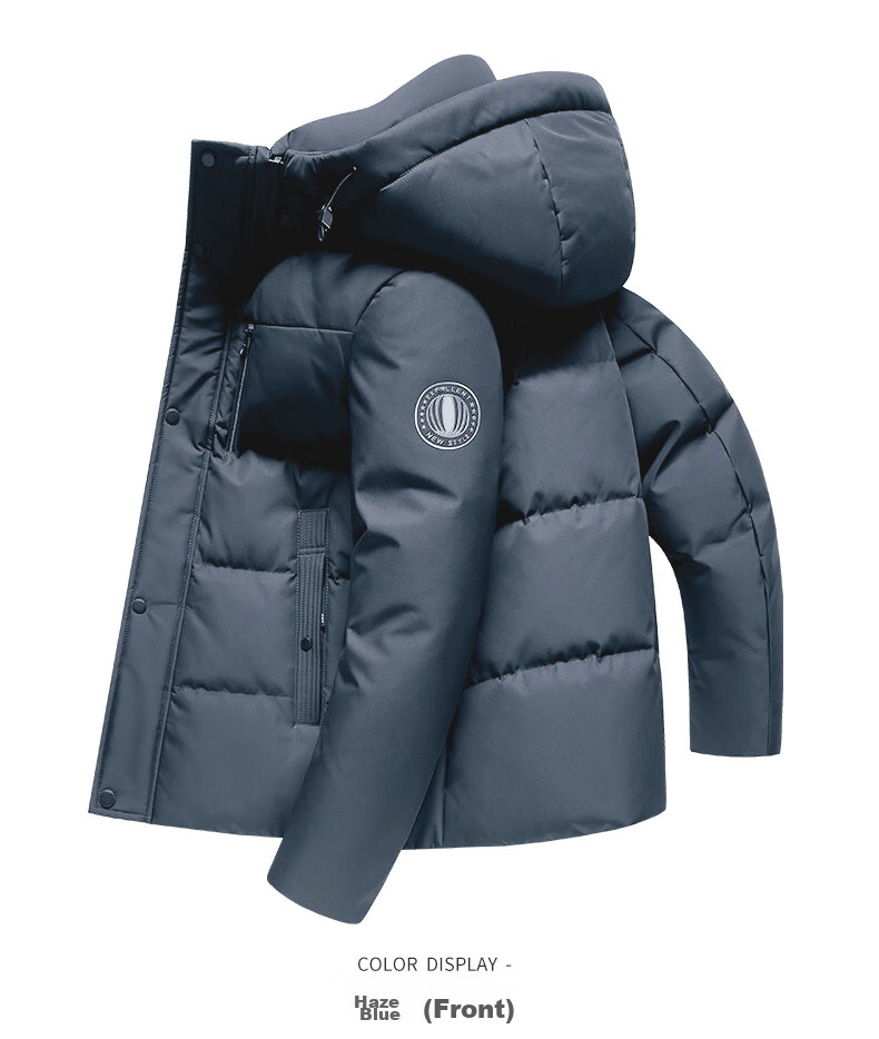 SNOWFLYING Men's Short down Jacket with Detachable Hood, Thickened Warm Casual Business Autumn And Winter Coat Menswear 185 15