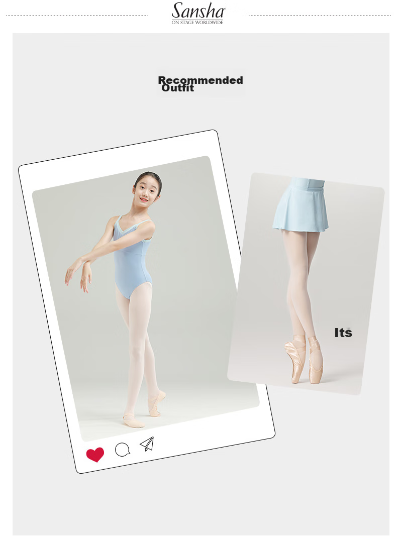 Sansha Girls' Ballet Leotard, Color-Block V-Neck Spaghetti Strap Bodysuit for Children's Dance Practice, Light Blue, Size S 2