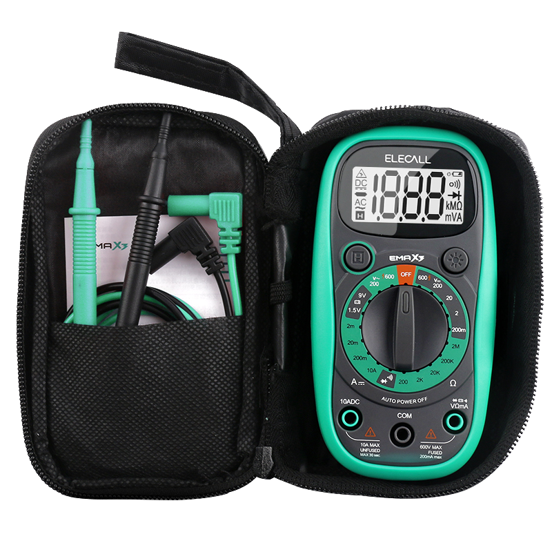 ELECALL Multimeter, Handheld High-Precision Anti-Burn Electrician's Multifunctional Digital Display Smart Compact Portable EMAX3+ Meter with Case