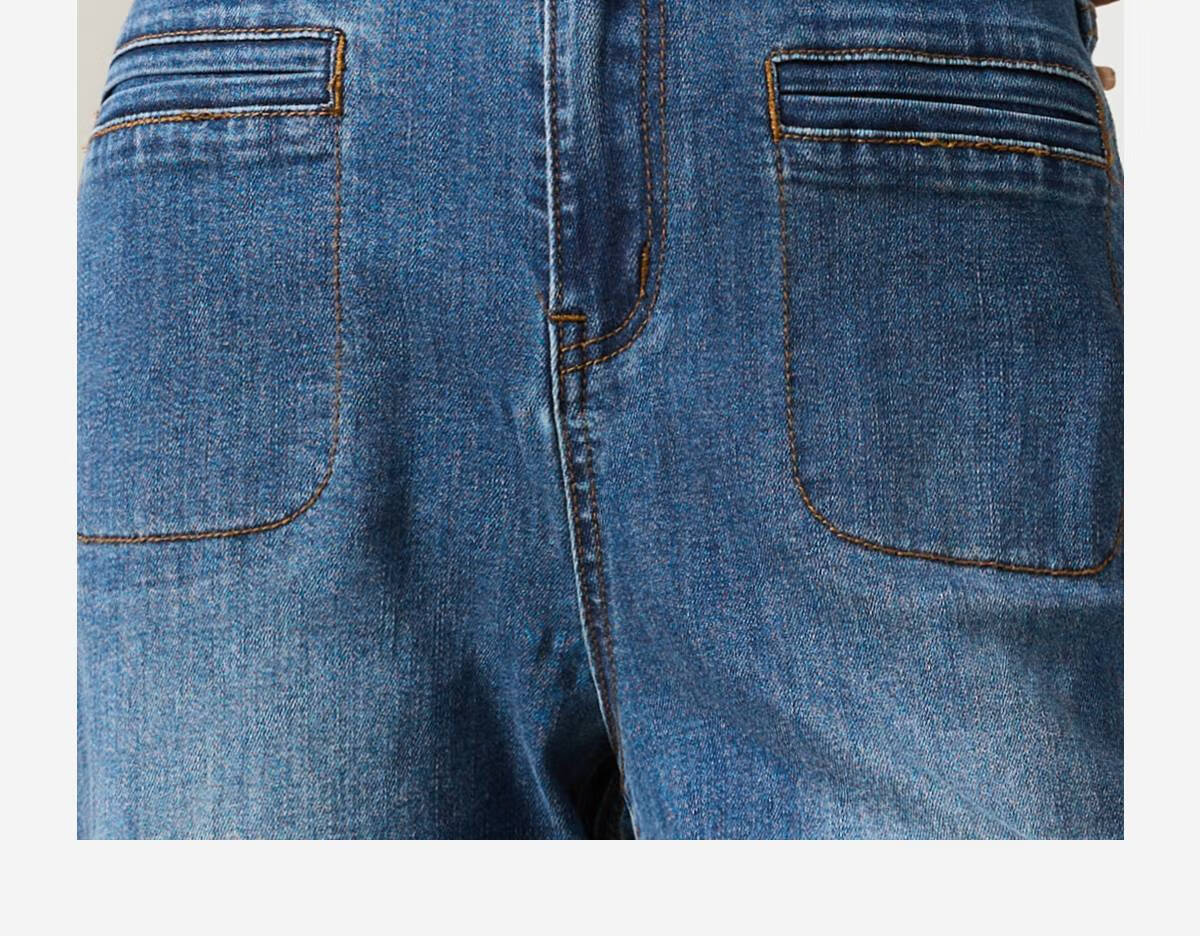 Taxiang High-Waisted Jeans for Women with Pockets, Wide-Leg Pants, Versatile Straight-Leg Trousers, Fashionable Women's Pants, Long Pants T143N1016 9