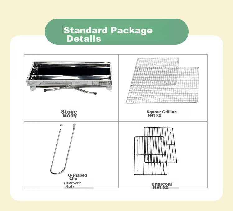 Suncojia , Outdoor Stainless Steel Barbecue Grill, Portable Foldable Barbecue Rack, Charcoal Grill, Carbon Grill, Meat Roasting Rack 2