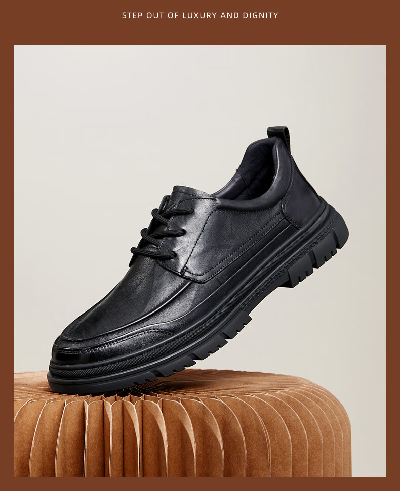 CAMEL Commuter British Retro Cowhide Formal Casual Leather Shoes for Men G13A155022 Black 41 9