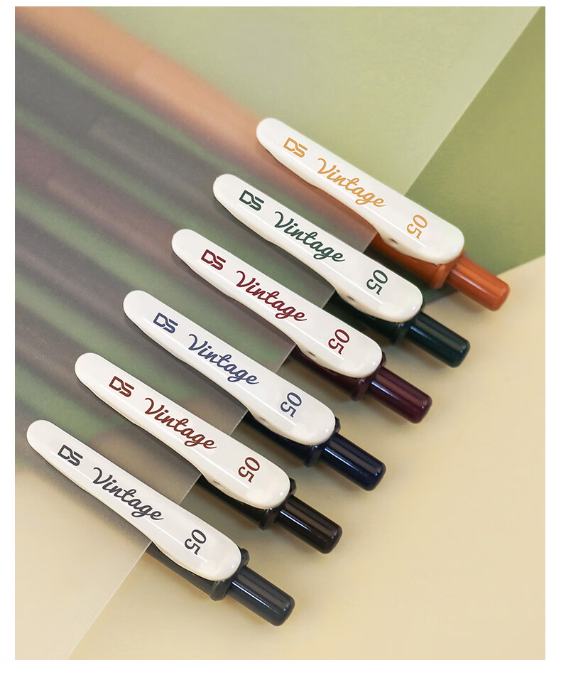 Dianshi Colorful Gel Pen, Vintage Style, 0.5mm Retractable, Bullet Tip, Student Planner Pen, Marker Pen, Handwriting Practice Pen, Black Pen for School Season Essential, 099 Warm Colors, 5 Shades 6