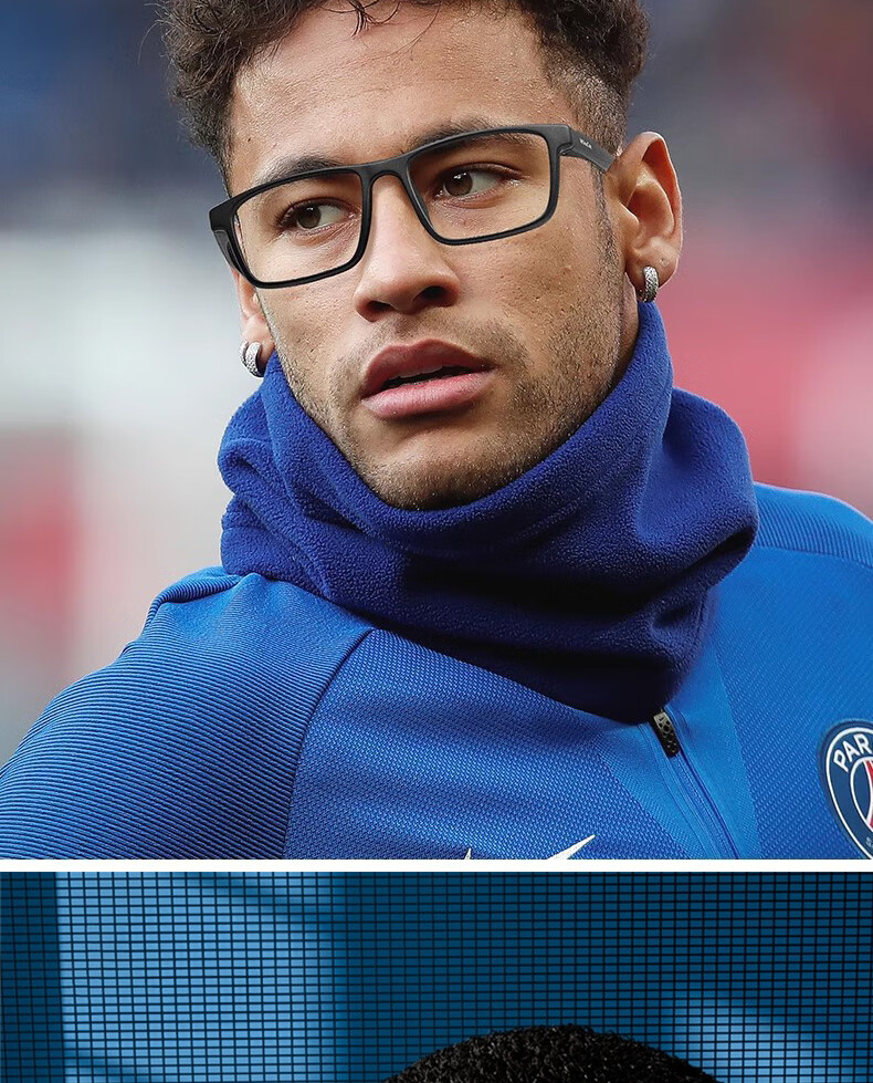 Cuntiandaofu Basketball Glasses, Anti-Blue Light Glasses, Outdoor Sports Protective Goggles, Non-Prescription Glasses, Black Frame with Blue Temple + Sports Nose Pads 6