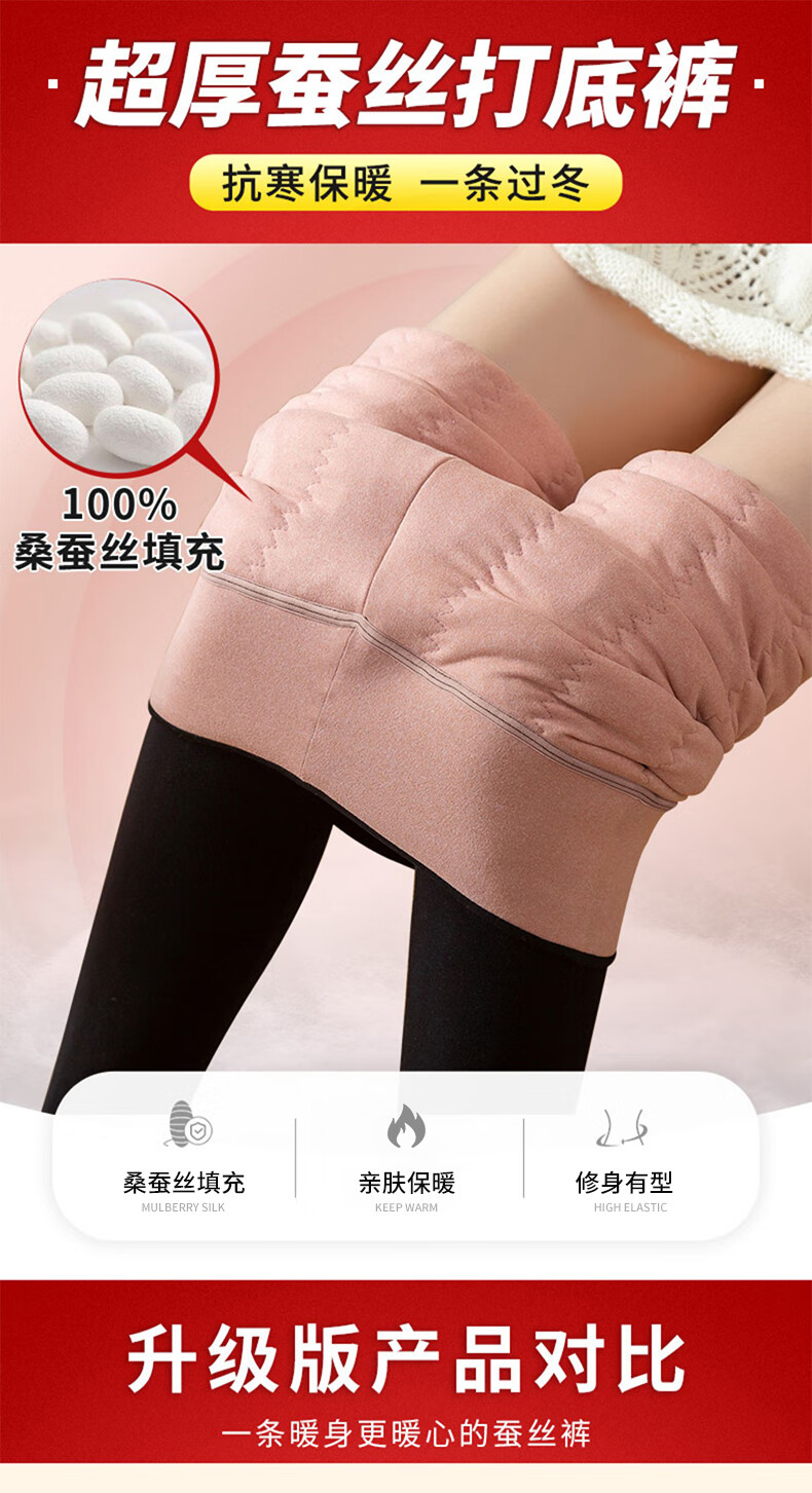 LangSha Women's Fleece-Lined Leggings with Silk Cotton, Thick Warm Pants for Outer Wear in Northeast China, Cold-Resistant Cotton Pants for Autumn And Winter 1