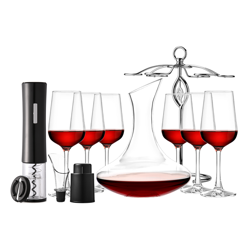 CLITON Crystal Wine Glasses Set, 12-Piece Wine Accessories Kit for Home Use, Including 6 Wine Glasses, Decanter, And Bottle Opener