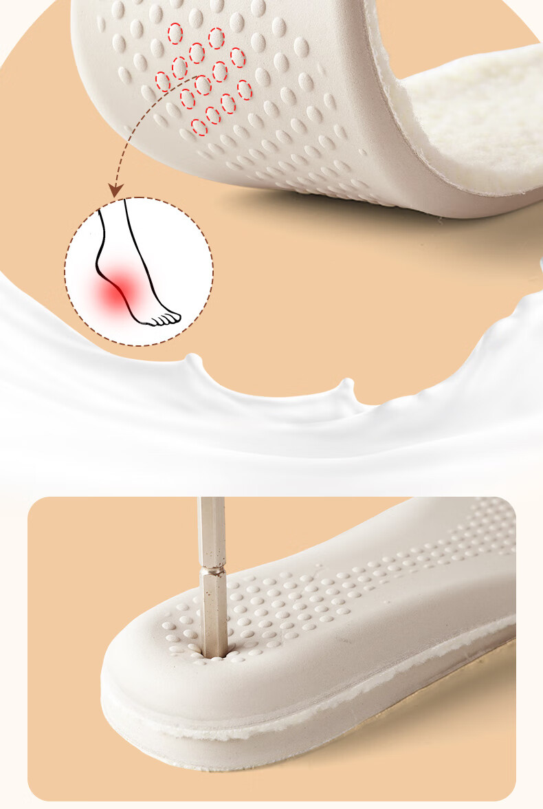 FOOTOPPO Latex Lambswool Warm Insoles for Men And Women, Winter Cold-Proof Fleece-Lined Thick Soft-Soled Wool Insoles 6