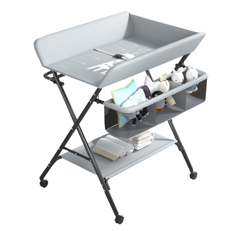 Zhibei Diaper Changing Table, Multifunctional Foldable Massage Table, Movable Baby Bed for Newborns, Adjustable Height Versio