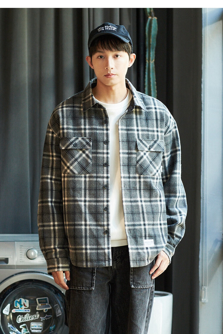 TonLion 2023 Wool Coat for Men, Plaid Lapel Casual Jacket, Graphite Gray, M 13