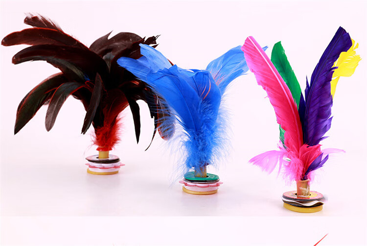 运动健球训练比赛用儿童踢毽子鸡毛毽子 sd 软毛毽子3个装高约14cm