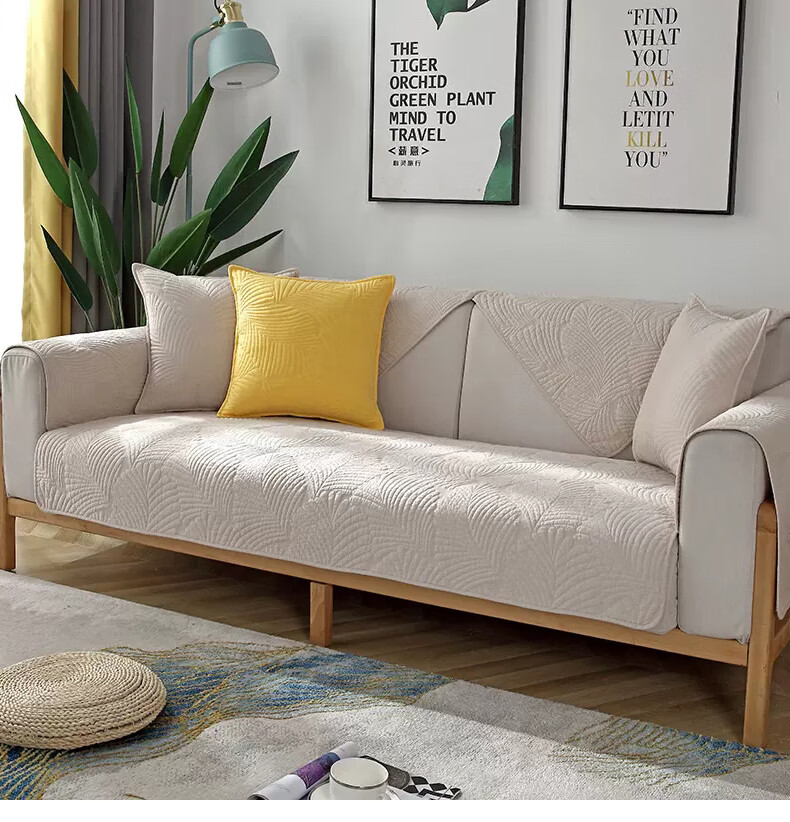 AVIVI Sofa Cushion, All-Season Sofa Cover, Pure Cotton Non-Slip Sofa Slipcover, Bed Headboard Cover, Bay Window Pad, 90*180 Yuora 1