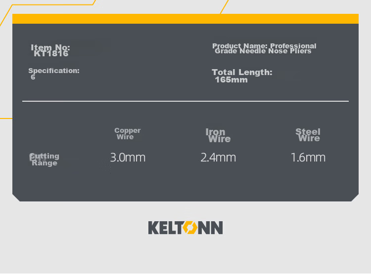 KELTONN Needle-Nose Pliers, 6-Inch Long Nose Pliers, Pointed Pliers, Electrician's Pliers, Blackened Anti-Rust KT1816 3