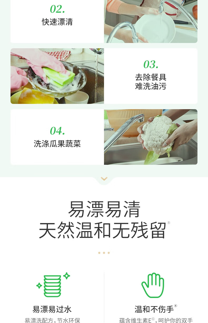 立白 天然茶籽 洗洁精 500g*3瓶 图5