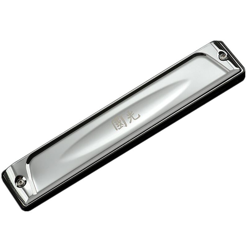 Guoguang 24-Hole National Dream Professional Harmonica in C Key (Silver, Recessed, Eyeglass Case)