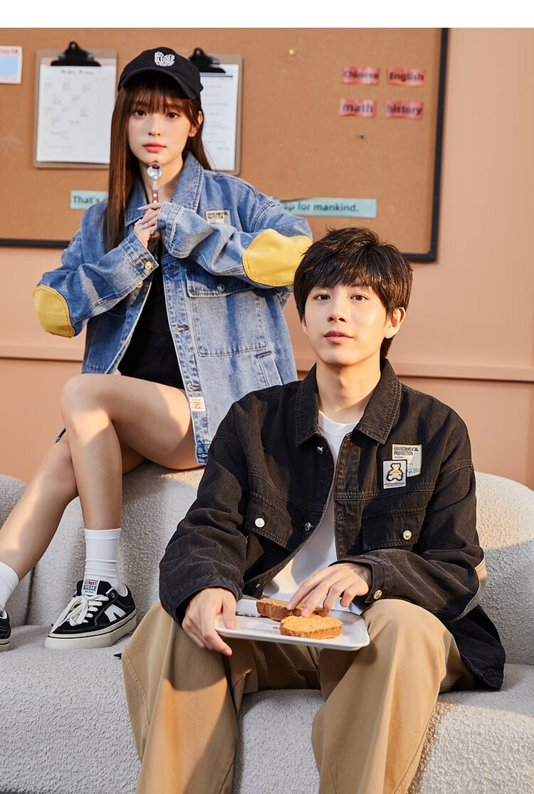 TonLion 2023 Couple's Denim Casual Lapel Jacket, Black (Unisex), Size M 3