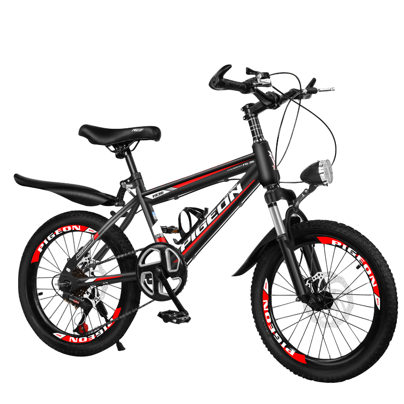 FG FLYING PIGEON Children's Bicycle Mountain Bike for Primary And Secondary School Students, Youth Shock-Absorbing Gear Shift Bike for Boys And Girls, Pedal Bike, 20-Inch Red