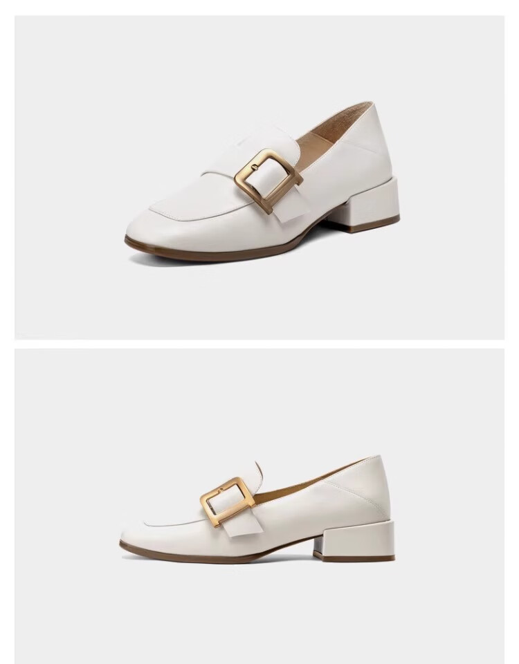 C.BANNER Women's Loafers, Fashionable Slip-On Shoes, Comfortable Leather Shoes, Peas Shoes A22405858 Beige 37 10