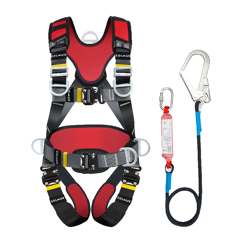 Geermu Five-Point Safety Harness, National Standard High-Altitude Safety Rope, Full-Body GD3698 Double Large Hook Buffer Pack, 1.8 Meters