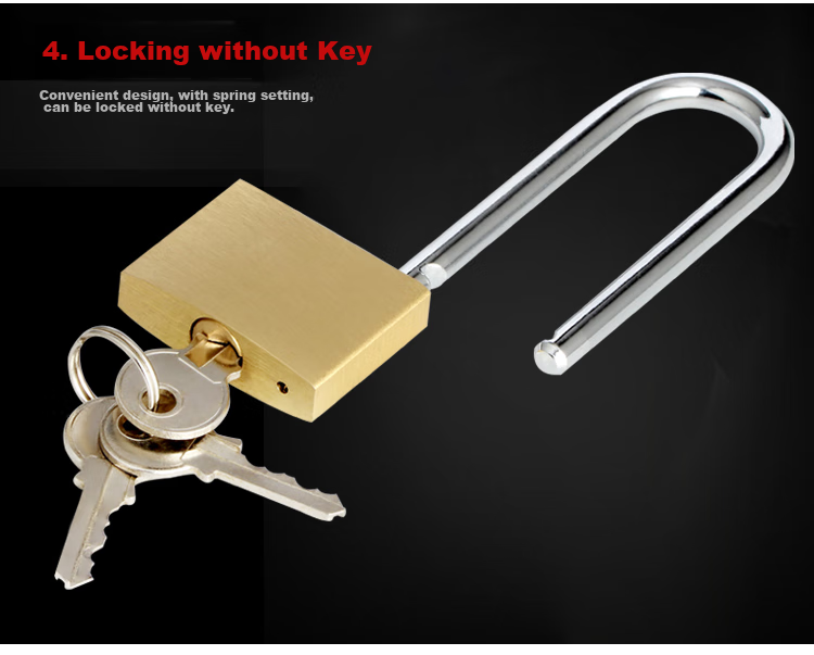 BLOSSOM Brass Padlock, Long Shackle Lock, Indoor Door Dormitory Lock, Waterproof Rust-Proof Lock, Student Drawer Cabinet Lock BC074L 6