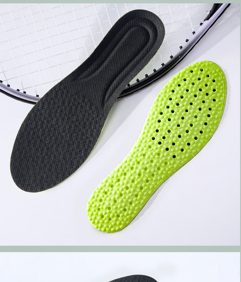 IQGD 2 Pairs Sports Insoles for Men, Soft And Elastic, Mugwort Scent, Odor-Resistant, Breathable, Shock-Absorbing, Military Training 6019, Black And Green, Size 35-36 14