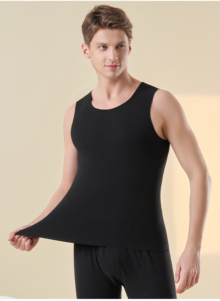 LangSha Thermal Vest for Men, Wool And Silk Patch, Slim Fit, Seamless, Sleeveless, Plus Size Undershirt 16