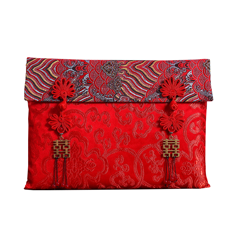 June Bride Large Red Envelope Ten Thousand Yuan Lucky Money Version for Wedding, Business Opening, Birthday Celebration, Longevity Gift, Graduation, High-End Fabric Wedding And Changing Name Ceremony