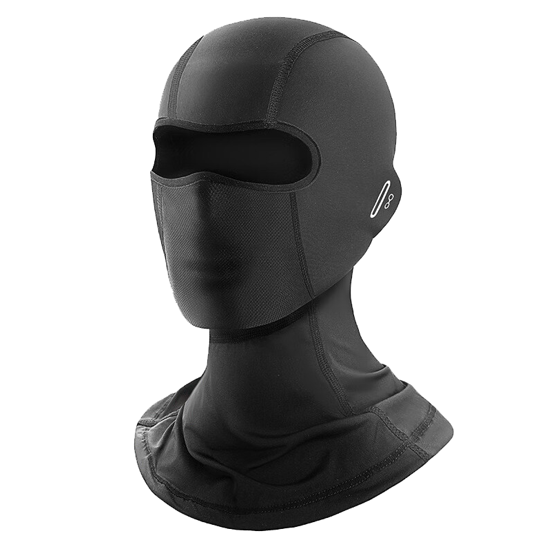 BIKEBROS Bicycle Helmet Inner Lining, Sun Protection Ice Silk Face Mask, Windproof Face Cover with Goggles Hole, Non-Slip Black Long Style