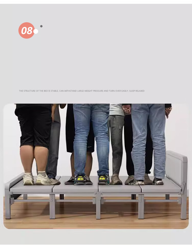 L&S Folding Bed Single Bed Office Nap Bed Home Care Bed Hard Board Bed BGC856 All Gray 120cm 14