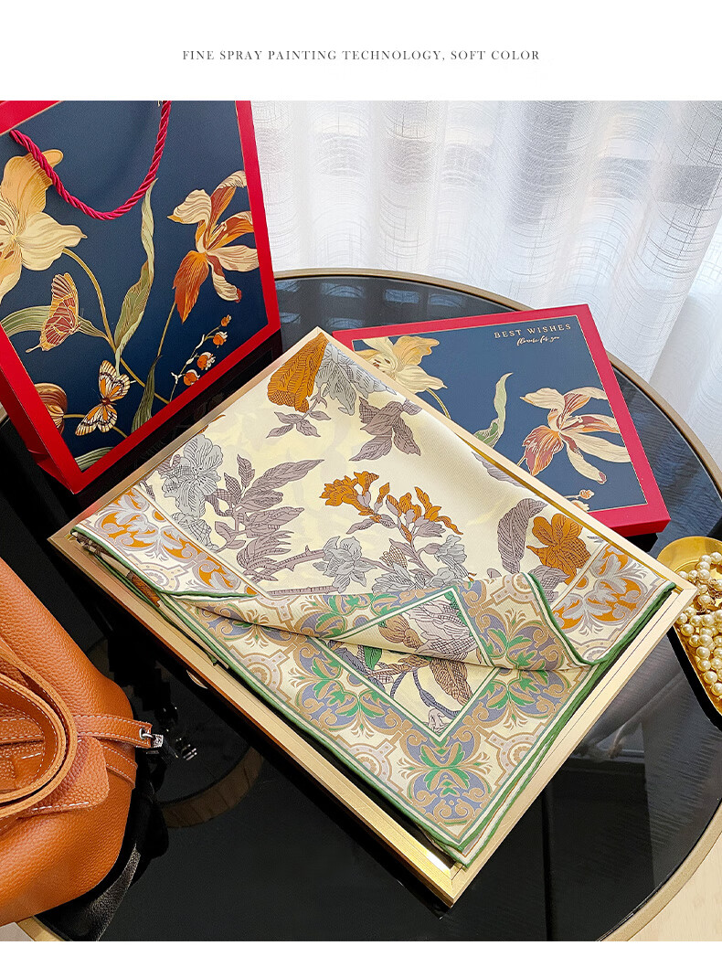 Hangsilu 22 Micron Silk Scarf for Women, Iro Silk Shawl, Birthday Gift for Mom And Elders, High-End Mid-Autumn Festival Present 11