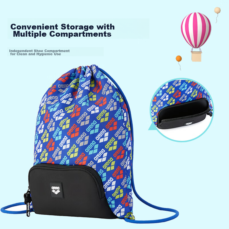 Arena Waterproof Swim Bag with Dry And Wet Separation, Fashionable Multi-Compartment Storage, Portable Large Capacity Drawstring Backpack