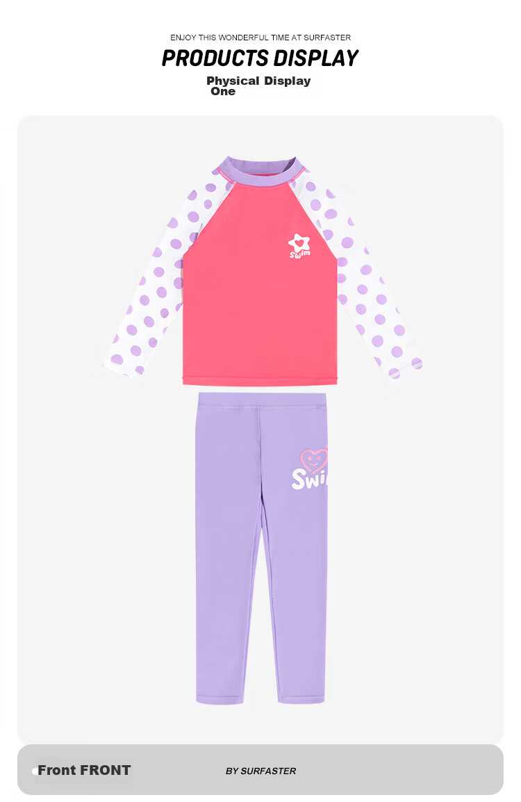 Sulang Children's Two-Piece Swimsuit with Long Sleeves And Pants, Sun Protection, for Girls And Older Children, Strawberry Cartoon Design [Pants] Size 100 10