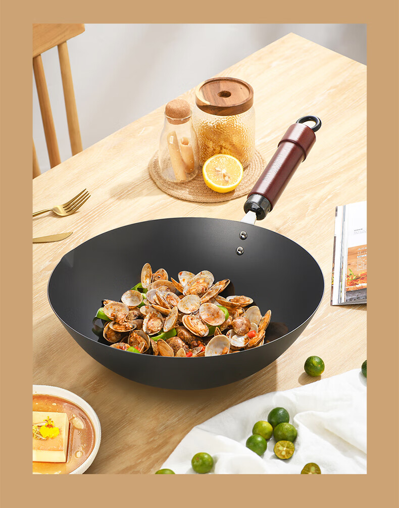 RIVER LIGHT Japanese Imported Cast Iron Wok Pan Versatile 30cm Cooking Pan for Home Use, Compatible with Induction And Gas Stoves 10