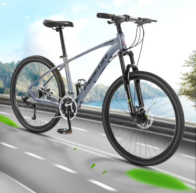 飞鸽山地自行车26英寸24速轻量化铝合金车架减震前叉前后碟刹男女式