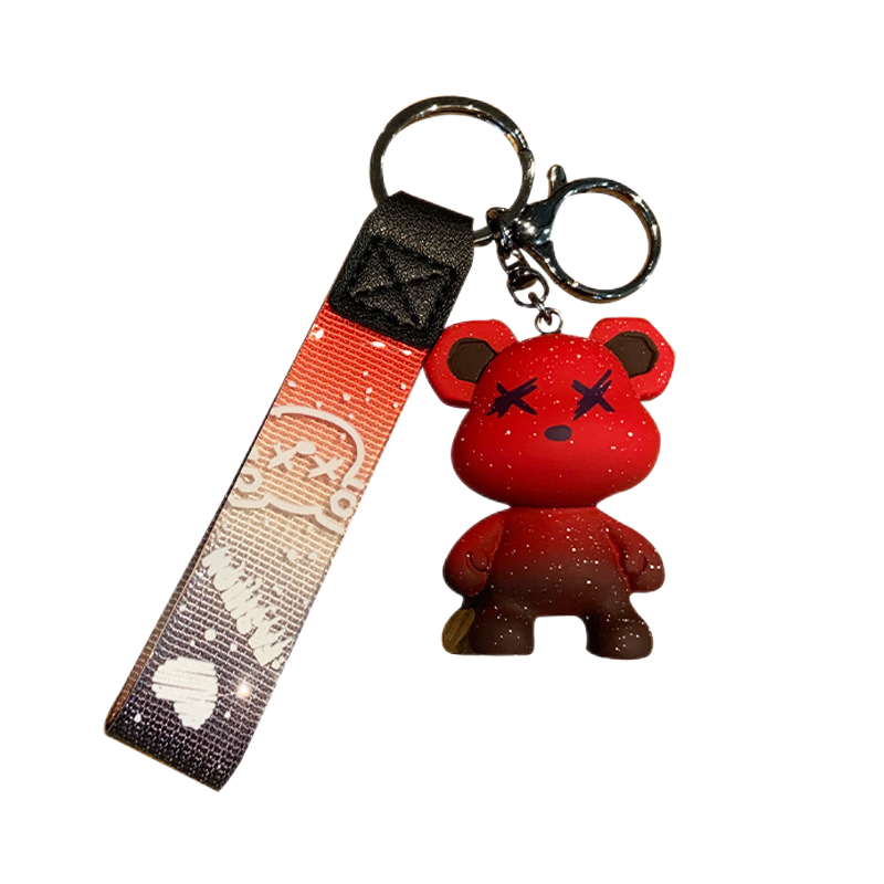 Dipuer Cartoon Creative Resin Color-Changing Bear Keychain Pendant, Cute Couple Car Ornament, Gray