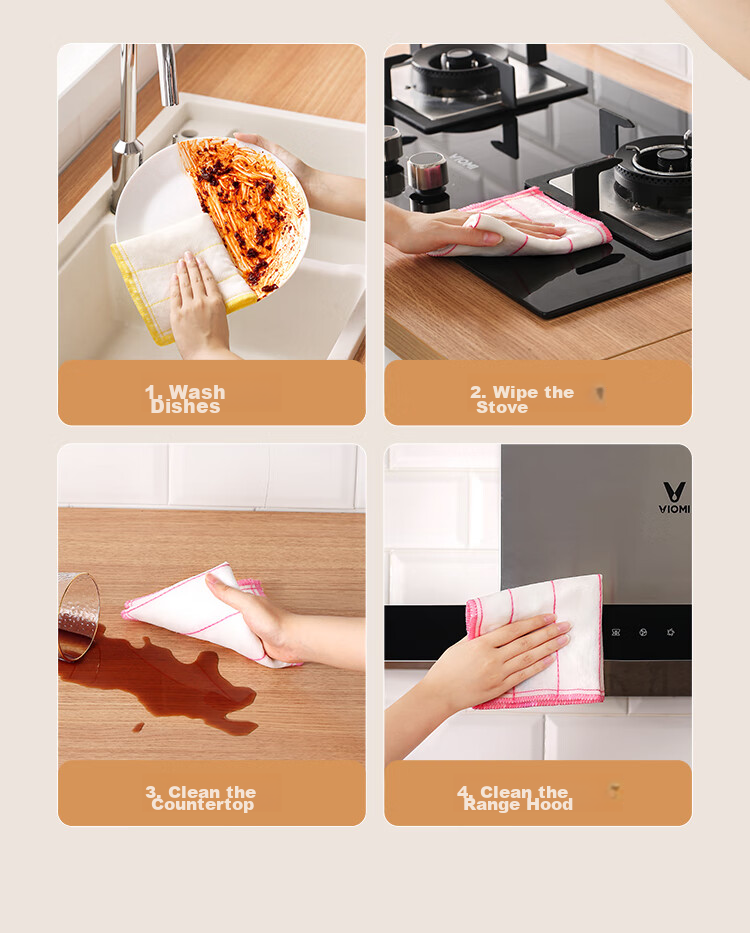 MARYYA Dishwashing Cloth, Kitchen-Specific, 30*30cm, 10 Pieces, Oil-Resistant, Lint-Free, Absorbent Dish Towel, Dish Cleaning Tool 10