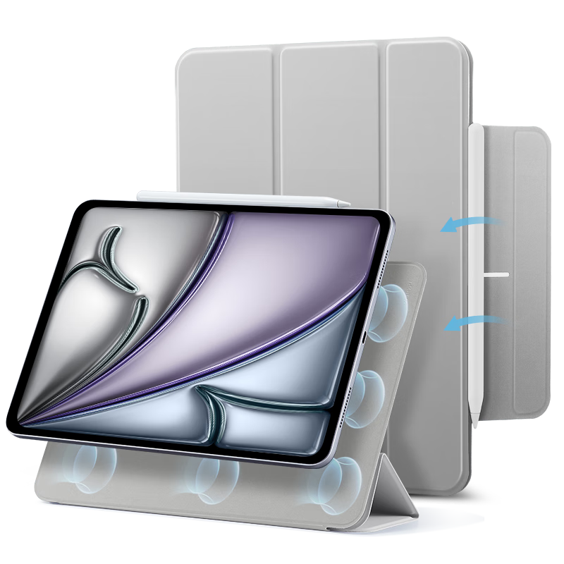 ESR Compatible with IPad Air 8/7/6/5/4 Case, 11/10.9-Inch Magnetic Double-Sided Clip, 2026M4/25M3 Shell, Apple Tablet 18 Pro Slim Buckle Gray